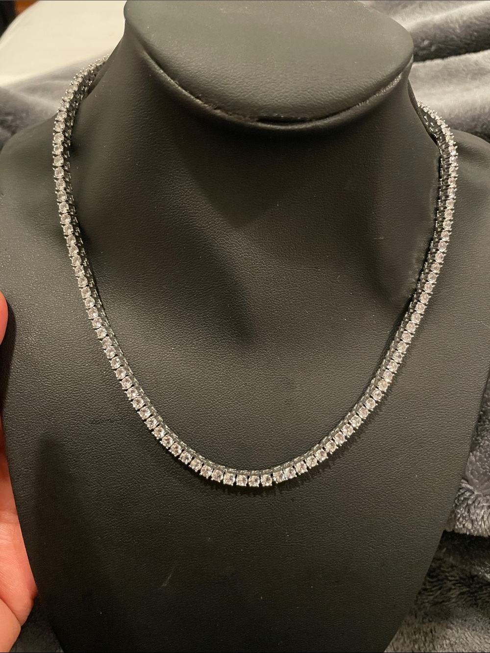 Vintage Silver tennis necklace 16 inch